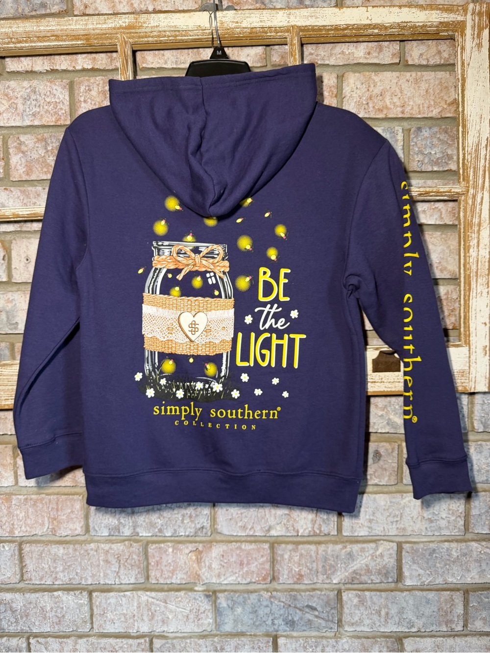 NWT Youth Small Simply Southern Navy Pullover Hoodie with Be the Light Graphic